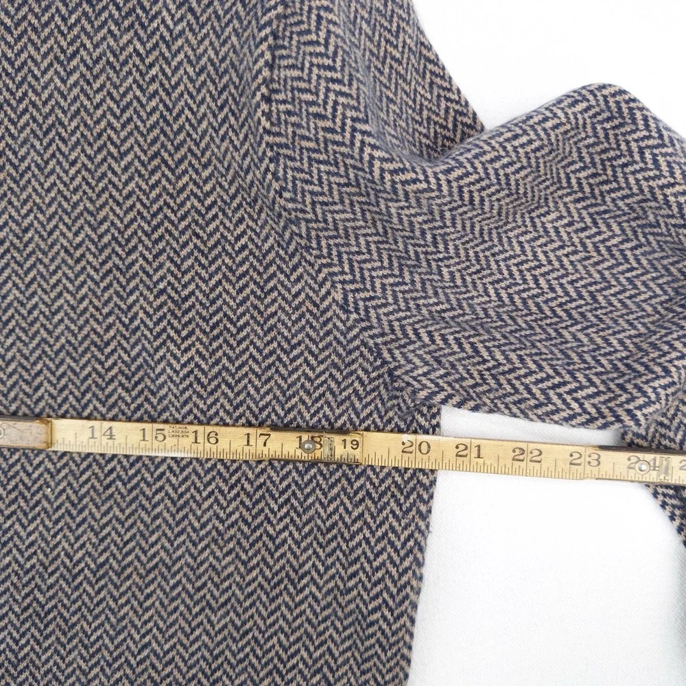 J.Crew 100% Cashmere Herringbone Jacquard Crewneck Sweater Men's Large Blue Tan